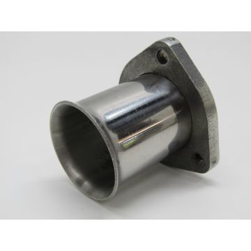 Pièce de raccordement d'échappement, manchon avec bride triangulaire, inox, poli pour Porsche 911 ’76-’83 / 911 Turbo ‘78-’89
