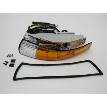 Clignotant avec bord noir, complet avec boitier métallique, avant, gauche pour Porsche 911 '72-'73