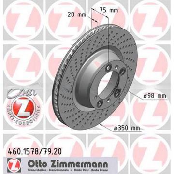 Disque de frein ZIMMERMANN essieu arrière gauche pour Porsche 997 Turbo