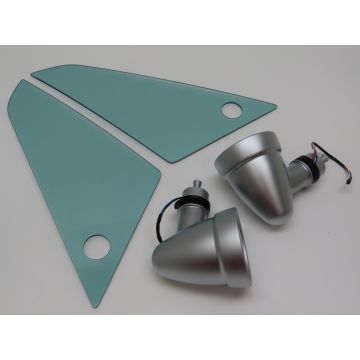 Jeu de rétroviseurs électriques "Singer style", chromé mat, complet avec vitres triangulaires avant pour Porsche 911 964 993