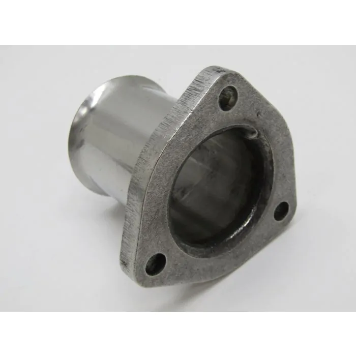 Pièce de raccordement d'échappement, manchon avec bride triangulaire, inox, poli pour Porsche 911 ’76-’83 / 911 Turbo ‘78-’89