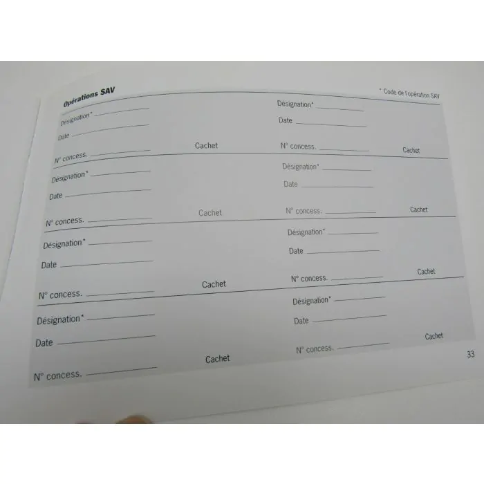 1reEDITION Porsche 980 Carrera GT Garantie & Entretien Carnet d'entretien 7/03